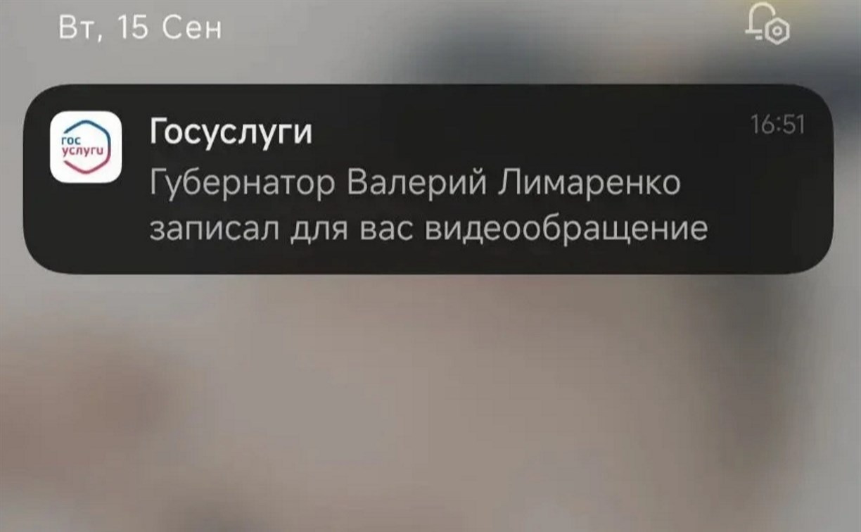 Сахалинцам на Госуслуги пришло обращение губернатора