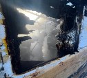 Постройка сгорела возле полигона ТБО в Южно-Сахалинске