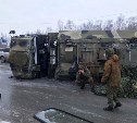 Военный КамАЗ перевернулся на выезде из Южно-Сахалинска