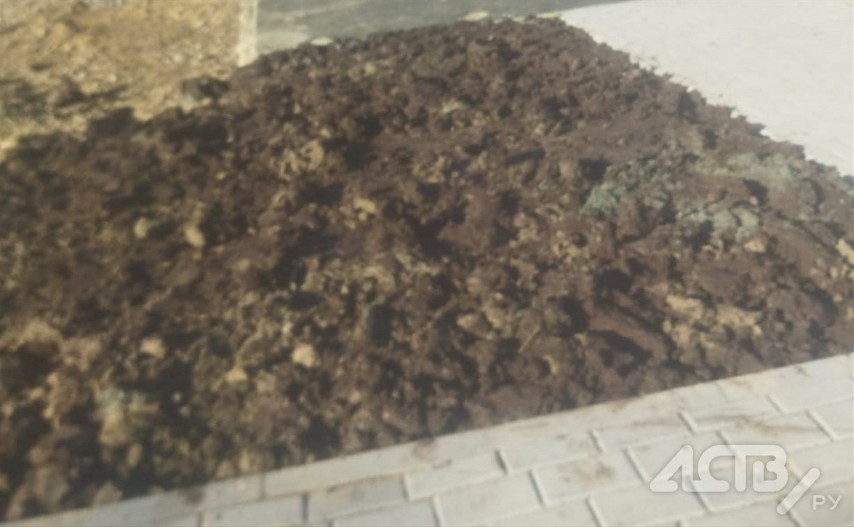 Жители Соловьёвки жалуются на вонь от грунта на клумбах