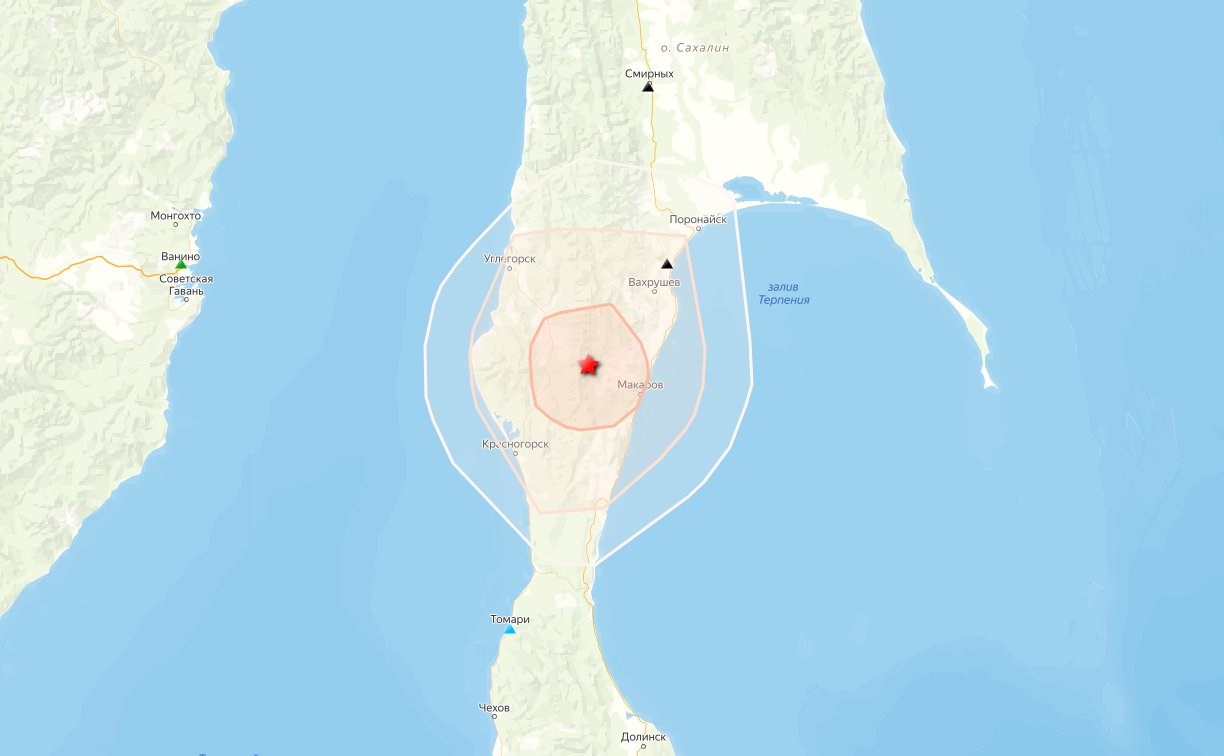 В центре креста: службы подтвердили землетрясение на Сахалине на глубине в 10 километров