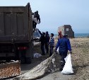 Десять кубометров мусора собрали рыбаки на побережье в Томари