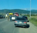 В Южно-Сахалинске произошло ДТП с участием 4 автомобилей, из-за чего образовалась пробка