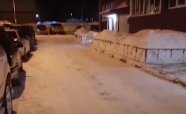 На окраине Южно-Сахалинска нашёлся двор, где снег просто слизало