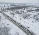 Гигантскую пробку в Южно-Сахалинске сняли с дрона