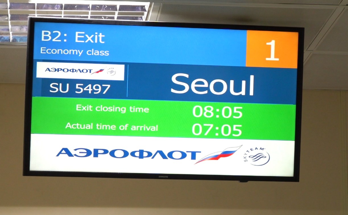 Сахалинцы встретили рейс из Сеула без медицинских масок