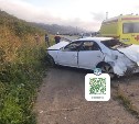 В Холмске автомобиль съехал с дороги: пострадал водитель