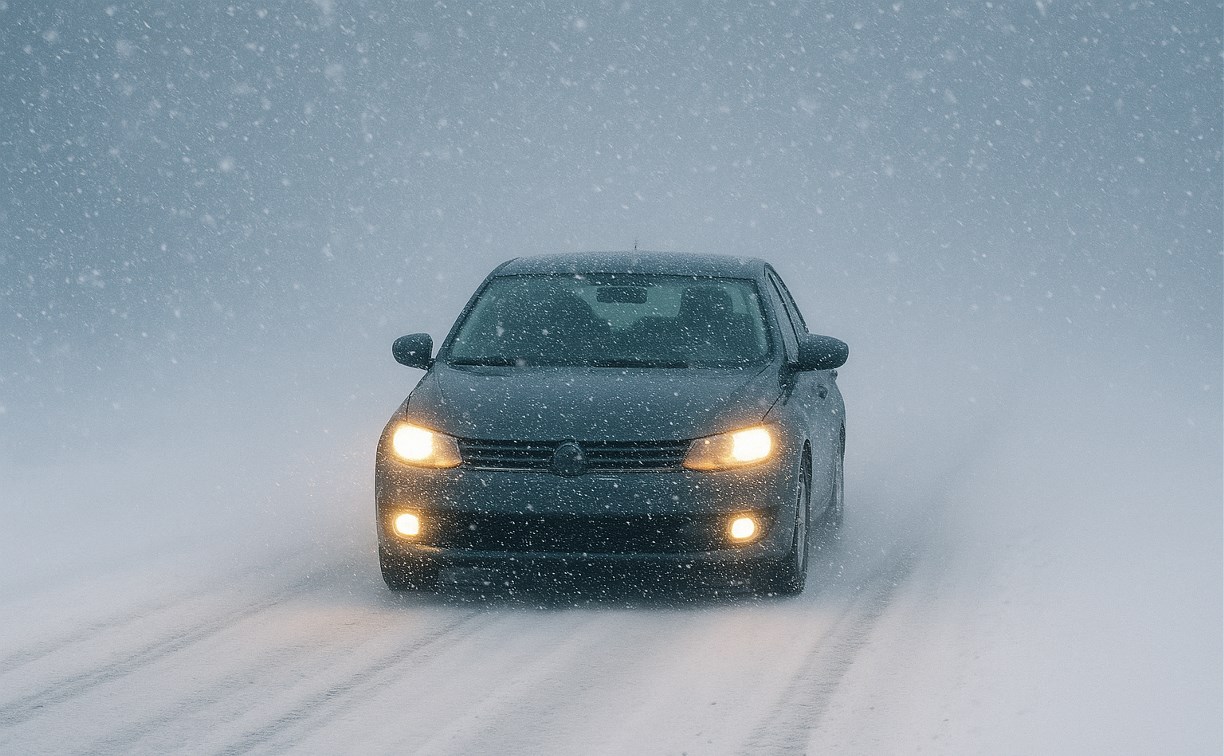 Из-за метели закрыли участок трассы Южно-Сахалинск — Оха и отменили автобусы
