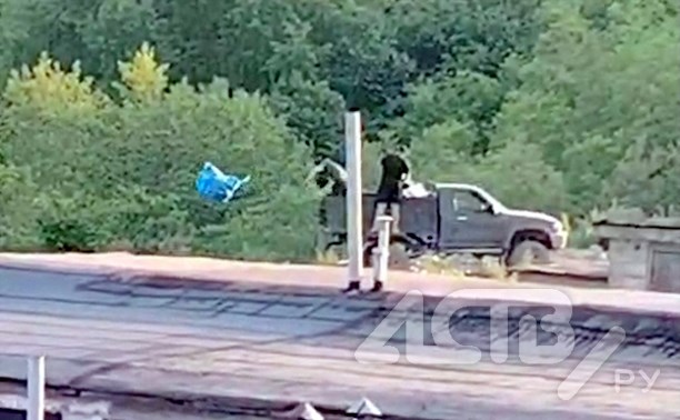 Двое молодчиков вывалили на окраине Быкова целый грузовик мусора