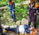 Спасатели на носилках вынесли из леса пострадавшую на Курилах туристку — видео