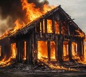 В Долинске горели дачный дом и хозпостройка