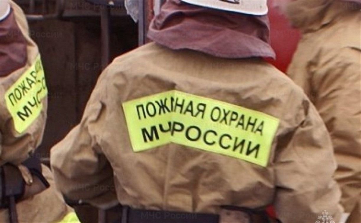 В Холмске загорелся мусорный контейнер