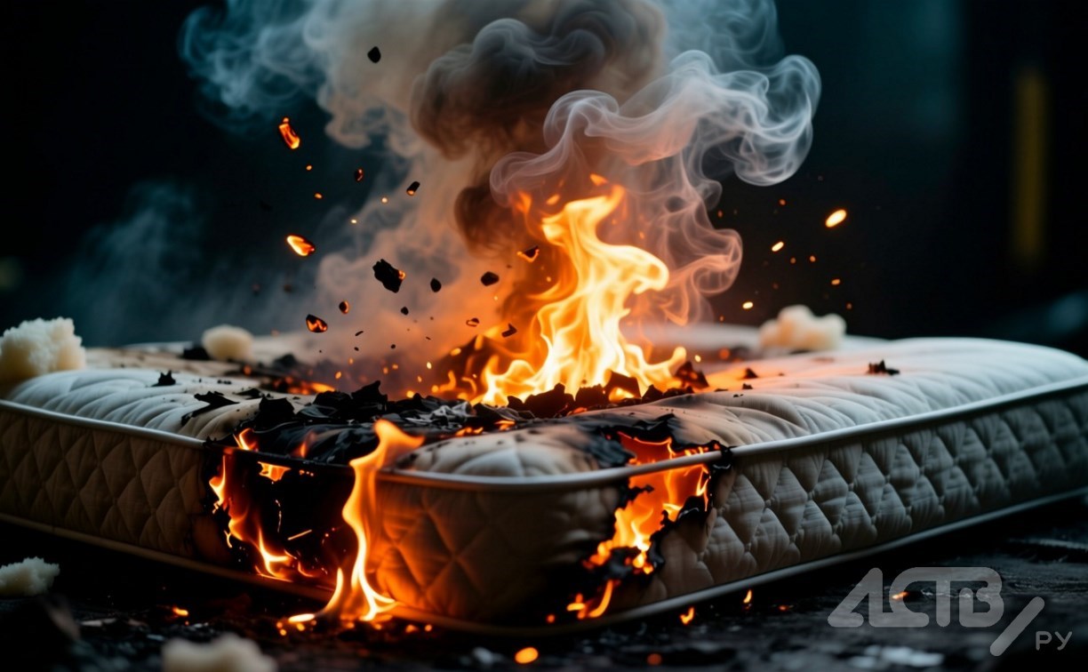 Матрас загорелся в квартире на улице Федько в Корсакове