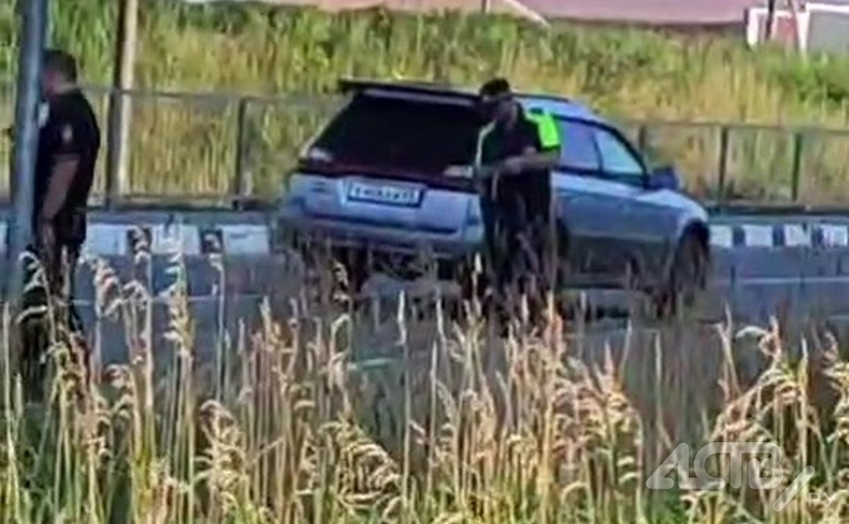 Появилось видео с места смертельного наезда автомобилиста на 8-летнюю девочку в Холмском районе