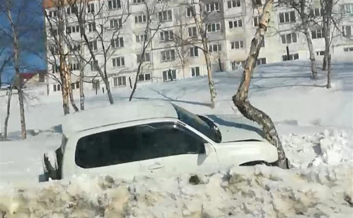 Suzuki Escudo врезался в дерево в Корсакове