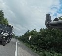 Чёрный внедорожник едва не снёс велосипедиста на охотской трассе