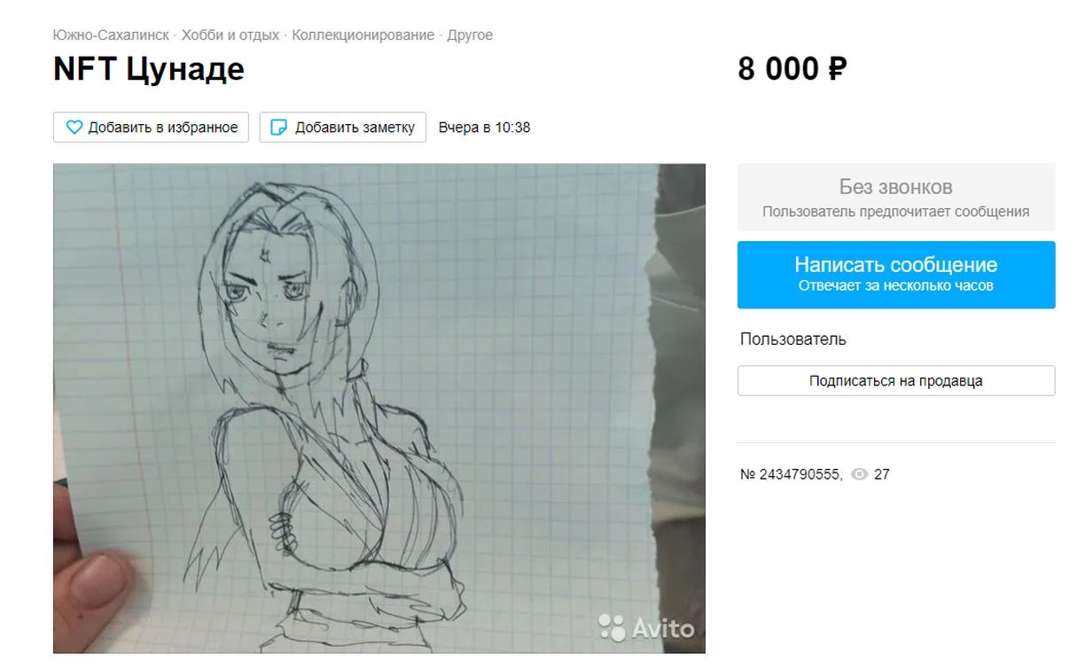 Сахалинский подросток продает NFT рисунка пышной аниме-героини за 8 тысяч рублей