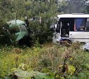 Рейсовый автобус и кран-балка столкнулись в Макаровском районе