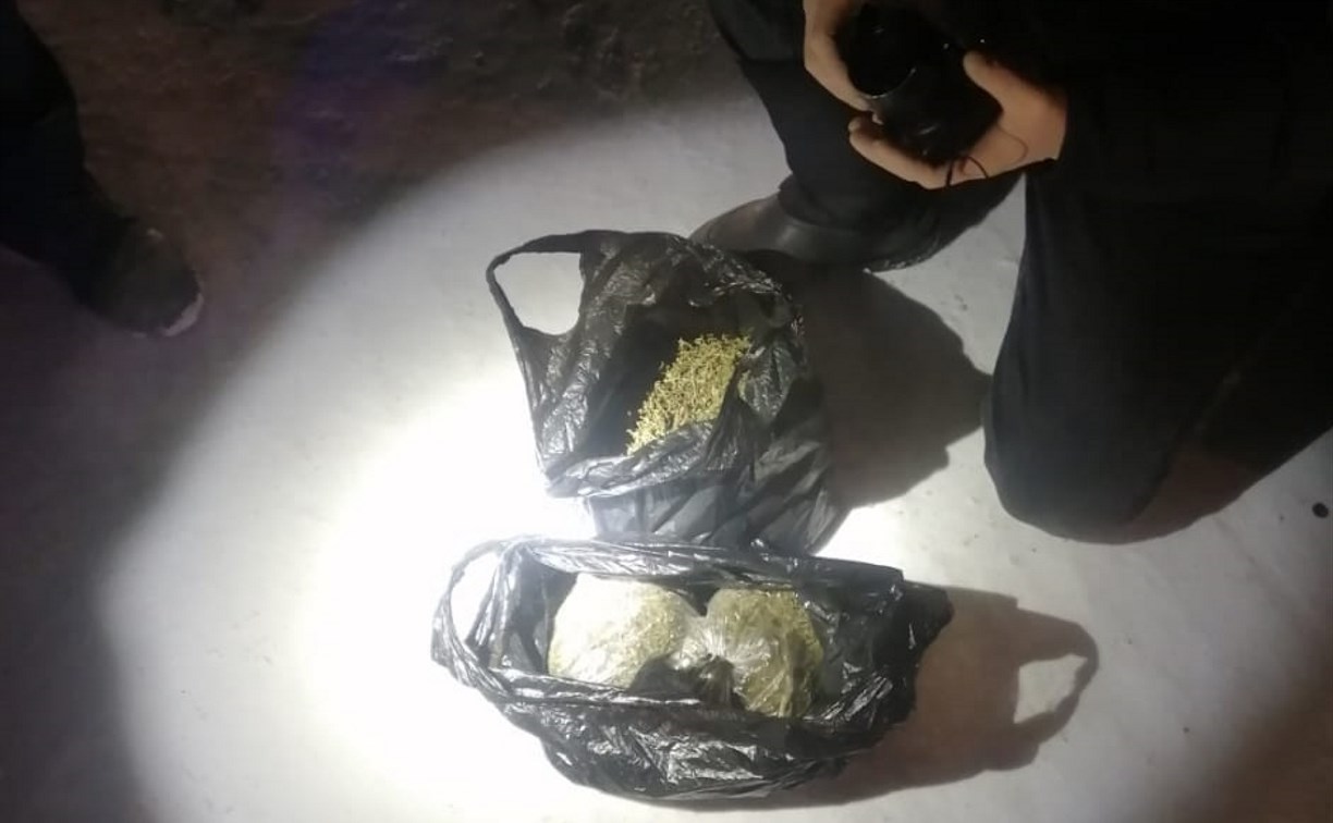 В Тымовском инспекторы ДПС нашли у водителя два пакета, под завязку набитых марихуаной 