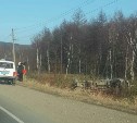 Kia Bongo опрокинулся на автодороге Южно-Сахалинск - Долинск