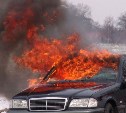 Пять человек пытались спасти автомобиль при пожаре в Томари