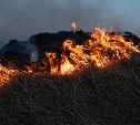 Гектар сухой травы горел в Южно-Сахалинске