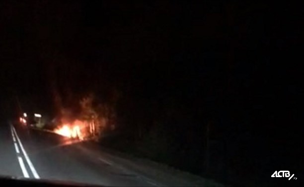 В Весточке сгорел автомобиль, угодивший в кювет