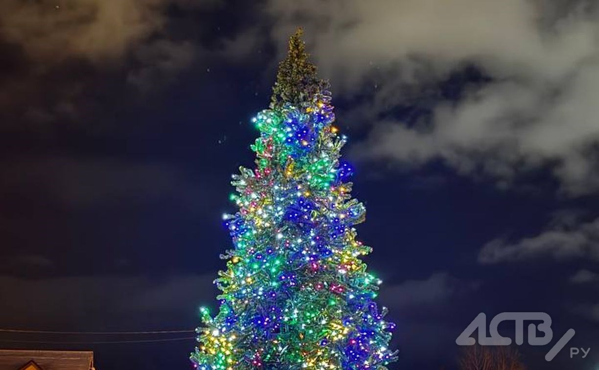 Жители Лугового пожаловались на новогоднюю ёлку "без макушки"