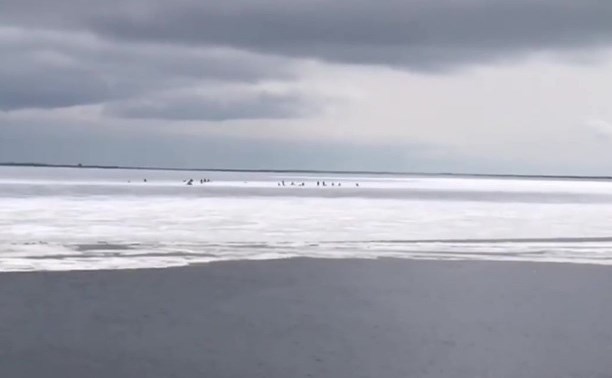 Настырные сахалинцы на лодках плывут до льдин, чтобы порыбачить