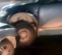 Машина без водителя врезалась в три автомобиля в Южно-Сахалинске
