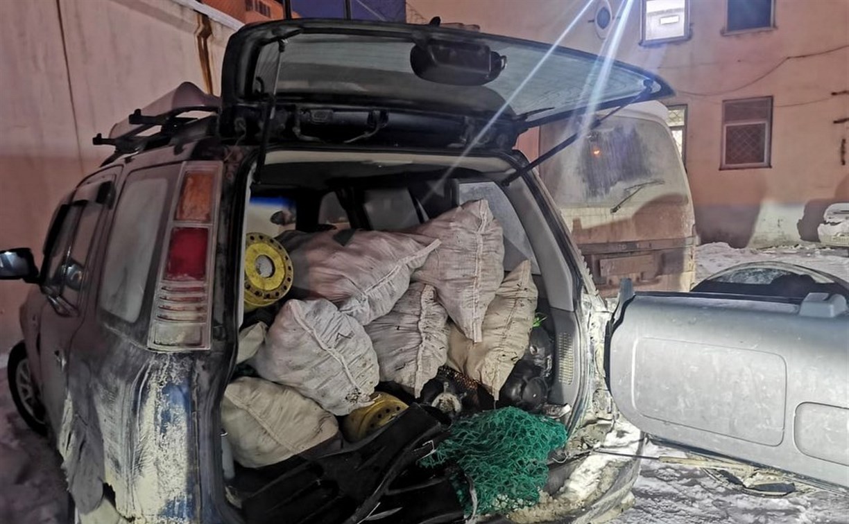 Мешки с морскими ежами нашли сотрудники ДПС в багажнике машины жителя Корсакова