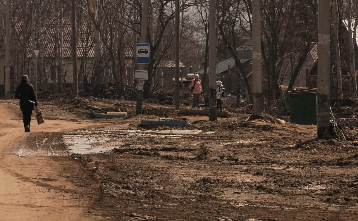 Жители улицы Памятной в Южно-Сахалинске: "Спасите! Мы тонем в грязи"