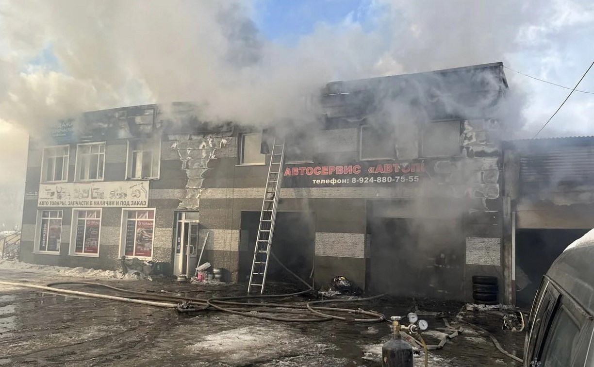 Огонь распространился на 600 "квадратов": в Троицком продолжают тушить автосервис
