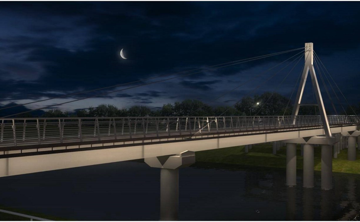 Глава сахалинского минтранса проинспектировал строительство пешеходного моста через реку Лютогу