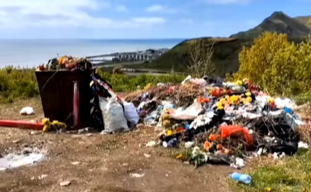 В Холмском районе забросали кладбище мусором: пластик скрывает старые могилы