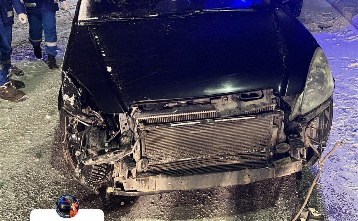 Пострадал пассажир: автомобиль врезался в металлическое ограждение в Углегорском районе