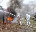 Горящий поезд потушили пожарные Южно-Сахалинска 