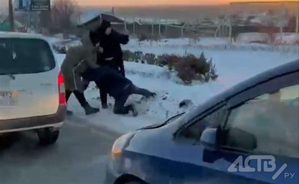 Очевидцы: две девушки и мужчина подрались у дороги в Корсакове