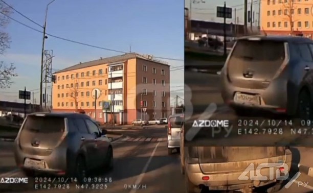 В Долинске нашли VIP-автохама на Nissan Leaf, который гонял по встречке перед полицией