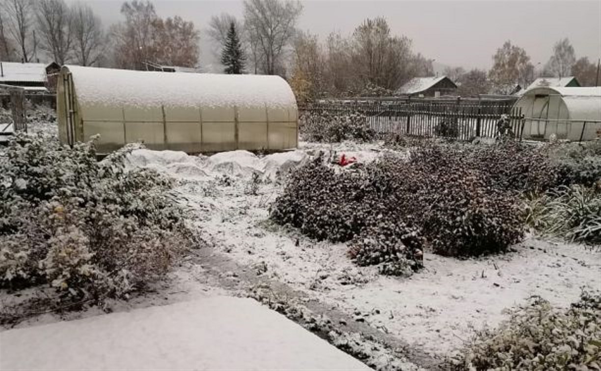 Снегопад накрыл центр Сахалина