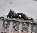 У школы в центральной части Сахалина ветер сорвал крышу