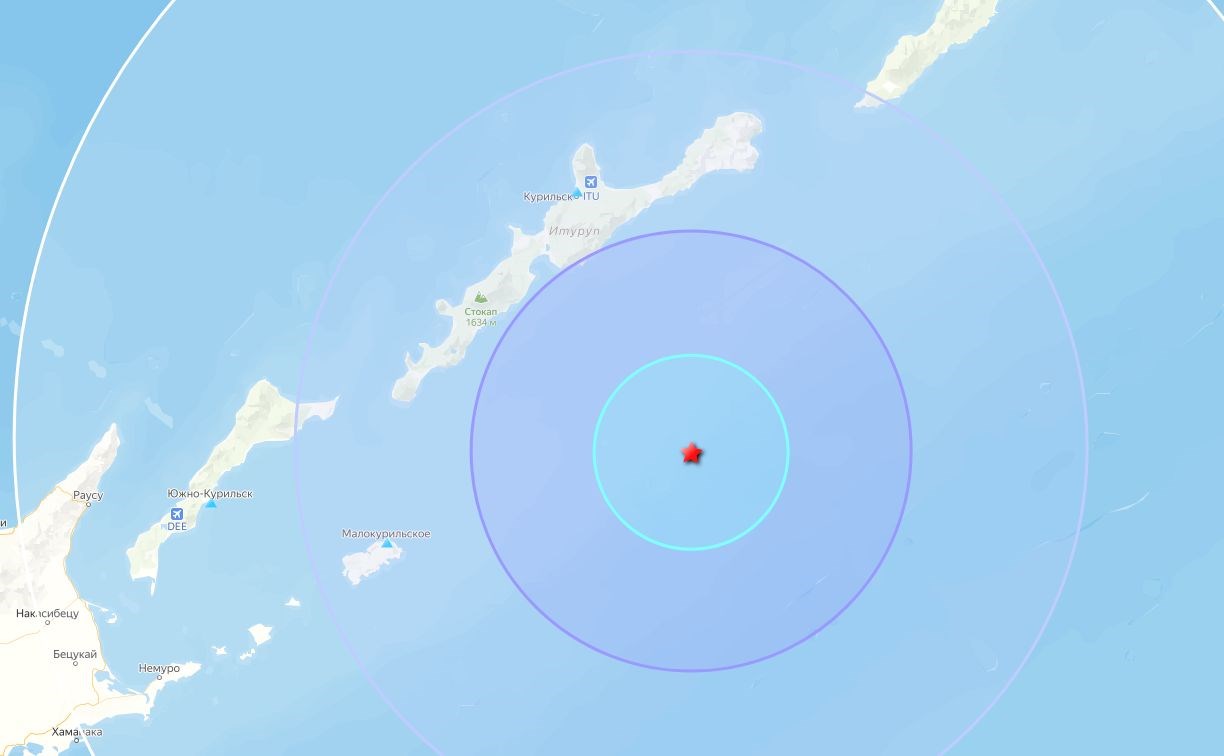 Землетрясение магнитудой 5,0 произошло у курильского острова Итуруп