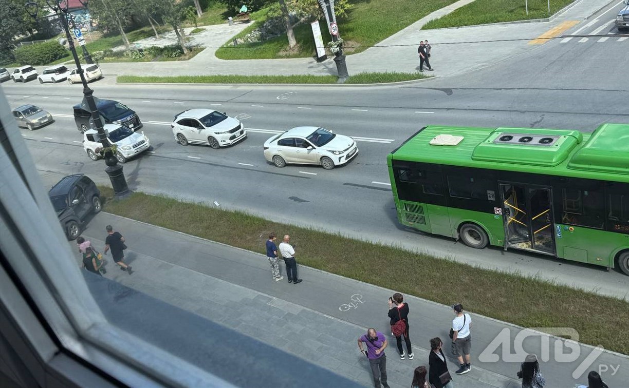 Дама с собачкой на внедорожнике выезжала со двора и влетела в пассажирский автобус в Южно-Сахалинске 