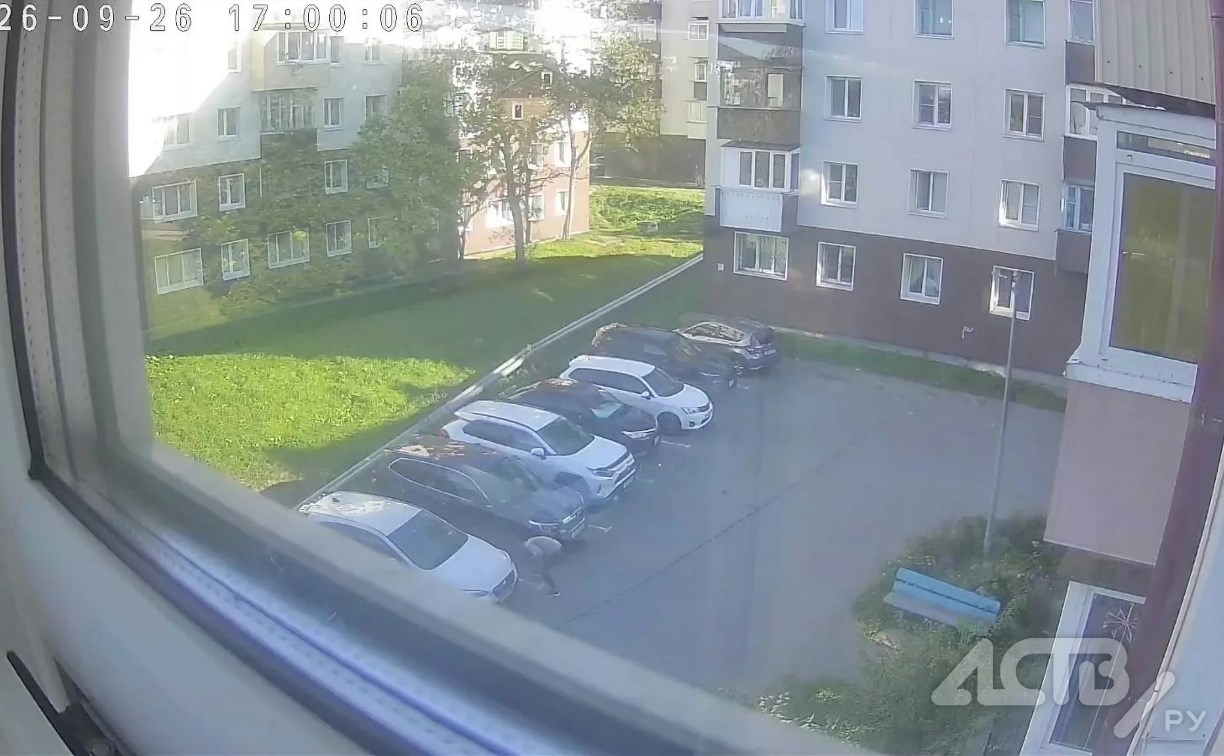 Житель Холмска рисовал разметку на парковке, распыляя краску прямо между автомобилями