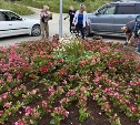 В Корсаковском районе на въезде в военный городок появилась цветочная клумба 