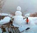 "Мы не сахарные!" - сахалинцы построили на даче гигантского снеговика