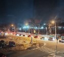 Пробка образовалась в Южно-Сахалинске из-за ДТП