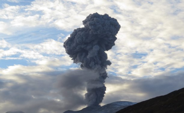 Четырехкилометровый столб пепла выбросил вулкан Эбеко