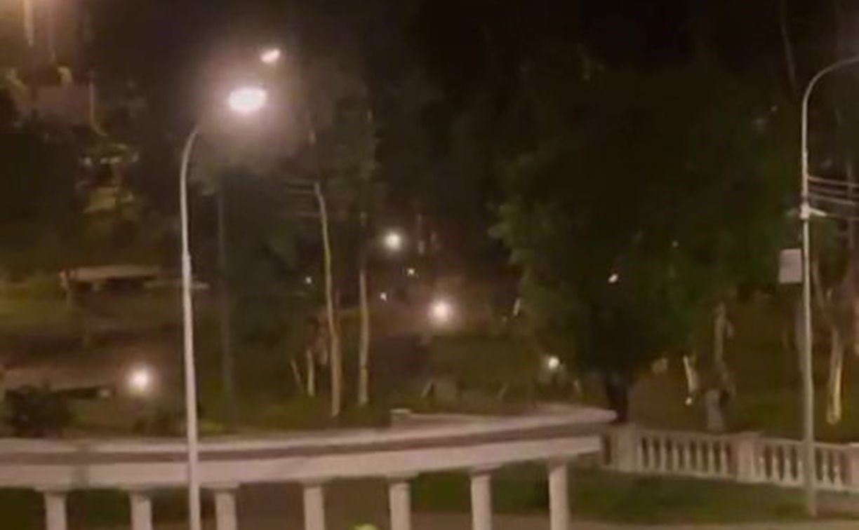 Fireman по ночам жонглирует огненными шарами в сквере Южно-Сахалинска, но людям это не нравится