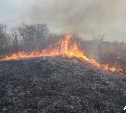 Пожарным пришлось тушить траву в полях у Южно-Сахалинска
